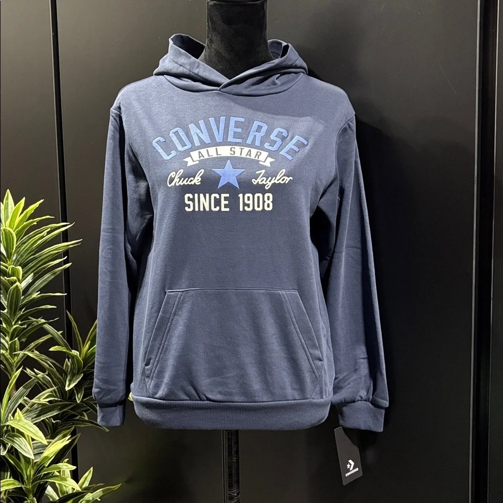 Converse Hoodie pullover,pouch pocket,logo chest,ribbed cuff/waist,Chuck Taylor